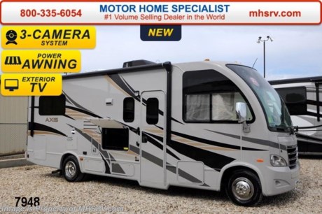/CO 3/11/14 &lt;a href=&quot;http://www.mhsrv.com/thor-motor-coach/&quot;&gt;&lt;img src=&quot;http://www.mhsrv.com/images/sold-thor.jpg&quot; width=&quot;383&quot; height=&quot;141&quot; border=&quot;0&quot;/&gt;&lt;/a&gt; Receive a $1,000 VISA Gift Card with purchase at The #1 Volume Selling Motor Home Dealer in the World! Offer expires March 31st, 2013. Visit MHSRV .com or Call 800-335-6054 for complete details.   Thor Motor Coach has done it again with the world&#39;s first RUV! (Recreational Utility Vehicle) Check out the all new 2014 Thor Motor Coach Axis RUV Model 24.1 with Slide-Out Room! MSRP $96,183. The Axis combines Style, Function, Affordability &amp; Innovation like no other RV available in the industry today! It is powered by a Ford Triton V-10 engine and built on the Ford E-350 Super Duty chassis providing a lower center of gravity and ease of drivability normally found only in a class C RV, but now available in this mini class A motor home measuring approximately 25 ft. 6 inches! Taking superior drivability even one step further, the Axis will also feature something normally only found in a high-end luxury diesel pusher motor coach... an Independent Front Suspension system! With a style all its own the Axis will provide superior handling and fuel economy and appeal to couples &amp; family RVers as well. The uniquely designed rear twin beds easily convert into a huge oversized master bed. You will also find another full size power drop down bunk with air mattress above the cockpit and a large sofa/sleeper with air mattress complete with cup holders. Amazingly, the Axis not only  pulls off a spacious living room, kitchen &amp; bathroom, but also provides a wealth of closet, drawer and even pass-through exterior storage. You will also be pleased to find a host of feature appointments and optional equipment that includes the HDMaxx colored sidewalls and graphics package, tinted and frameless windows, a power awning, exterior entertainment center with TV, a bedroom TV with DVD, a large living room TV, LED ceiling lights, an attic fan in bedroom, a 3-burner cook top with range and microwave, a 15,000 BTU ducted roof A/C unit, an Onan 4000 generator, heated holding tanks, gas/electric water heater, a second auxiliary battery, a rear ladder, chrome power and heated mirrors with integrated side-view cameras, back-up camera, 5,000 lbs trailer hitch, valve stem extensions, two-tone leatherette furniture and captain&#39;s chairs with designer accents, cabinet doors with designer door fronts and a spacious cockpit design with unparalleled visibility as well as a fold out map/laptop table and an additional cab table that can easily be stored when traveling. Call 800-335-6054 for complete details and sale price.