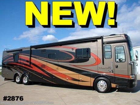 &lt;a href=&quot;http://www.mhsrv.com/other-rvs-for-sale/mandalay-rv/&quot;&gt;&lt;img src=&quot;http://www.mhsrv.com/images/sold-mandalay.jpg&quot; width=&quot;383&quot; height=&quot;141&quot; border=&quot;0&quot; /&gt;&lt;/a&gt;&lt;a href=&quot;http://www.mhsrv.com/new-RVs.htm&quot; style=&quot;text-decoration: none;&quot; style=&quot;color: Black&quot;target=&quot;_blank&quot;&gt;New RV&lt;/a&gt; &lt;B&gt;&lt;font color=&quot;Red&quot;&gt;Emergency 911 Inventory Reduction Sale. &lt;/B&gt;&lt;/FONT&gt; SOLD 04/30/09 - New 2009 Thor Mandalay 43&#39; W/4 slides, model 43C. This incredible RV comes standard with a 425HP Cummins diesel engine with a 2 stage engine brake, Allison 6 speed transmission, Freightliner chassis with IFS, Onan 10KW quiet diesel generator with AGS, 150 Gal fuel tank, 2000 watt inverter, automatic leveling jacks, 3-camera monitoring system, EMS, 3 LCD TVs, three 15K Btu. A/C units with heat pumps, full tile in living room, Select Comfort king air mattress, central vacuum system, dual pane glass, soft touch vinyl ceilings, whole coach water filtration system, Oasis hydronic heating system, one touch power patio awning and much more. In addition to this list of standards the Mandalay also comes with the optional: In-Motion satellite, spot light with remote, dishwasher drawer, fireplace, 3M film front mask, 40&quot; LCD TV in Front cab, exterior 32&quot; LCD TV with stereo, dual Euro recliners, Ultra Leather Magic Bed, stackable washer/dryer, attic fan with wall switch and hardwood natural Cherry cabinets. Sale price includes all rebates and incentives that may apply unless otherwise specified. Get pre-approved now with our &lt;a href=&quot;http://www.mhsrv.com/finance-your-rv.htm&quot; style=&quot;text-decoration: none;&quot; style=&quot;color: Black&quot;target=&quot;_blank&quot;&gt;RV Financing&lt;/a&gt; at Motor Home Specialist, the #1 Texas &lt;a href=&quot;http://www.mhsrv.com/rv-dealers.htm&quot; style=&quot;text-decoration: none;&quot; style=&quot;color: Black&quot;target=&quot;_blank&quot;&gt;RV Dealers&lt;/a&gt;. View additional &lt;a href=&quot;http://www.mhsrv.com/rv-virtual-tours.htm&quot; style=&quot;text-decoration: none;&quot; style=&quot;color: Black&quot;target=&quot;_blank&quot;&gt;motor home photos&lt;/a&gt; of this &lt;a href=&quot;http://www.mhsrv.com/inventory.asp#16&quot; style=&quot;text-decoration: none;&quot; style=&quot;color: Black&quot;target=&quot;_blank&quot;&gt;Class A RV&lt;/a&gt; or learn more about our complete line of &lt;a href=&quot;http://www.mhsrv.com/class-a-rvs.htm&quot;style=&quot;text-decoration: none;&quot; style=&quot;color: Black&quot;target=&quot;_blank&quot;&gt;Class A RVs&lt;/a&gt; at &lt;a href=&quot;http://www.mhsrv.com&quot;style=&quot;text-decoration: none;&quot; style=&quot;color: Black&quot;target=&quot;_blank&quot;&gt;www.mhsrv.com&lt;/a&gt; or call 800-335-6054.