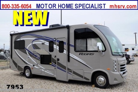 /SD 1/10/14 &lt;a href=&quot;http://www.mhsrv.com/thor-motor-coach/&quot;&gt;&lt;img src=&quot;http://www.mhsrv.com/images/sold-thor.jpg&quot; width=&quot;383&quot; height=&quot;141&quot; border=&quot;0&quot;/&gt;&lt;/a&gt; OVER-STOCKED CONSTRUCTION SALE at The #1 Volume Selling Motor Home Dealer in the World! Close-Out Pricing on Over 750 New Units and MHSRV Camper&#39;s Package While Supplies Last! Visit MHSRV .com or Call 800-335-6054 for complete details.  Thor Motor Coach has done it again with the world&#39;s first RUV! (Recreational Utility Vehicle) Check out the all new 2014 Thor Motor Coach Vegas RUV Model 24.1 with Slide-Out Room! MSRP $96,180. The Vegas combines Style, Function, Affordability &amp; Innovation like no other RV available in the industry today! It is powered by a Ford Triton V-10 engine and built on the Ford E-350 Super Duty chassis providing a lower center of gravity and ease of drivability normally found only in a class C RV, but now available in this mini class A motor home measuring approximately 25 ft. 6 inches! Taking superior drivability even one step further, the Vegas will also feature something normally only found in a high-end luxury diesel pusher motor coach... an Independent Front Suspension system! With a style all its own the Vegas will provide superior handling and fuel economy and appeal to couples &amp; family RVers as well. The uniquely designed rear twin beds easily convert into a huge oversized master bed. You will also find another full size power drop down bunk with air mattress above the cockpit and a large sofa/sleeper with air mattress complete with cup holders. Amazingly, the Vegas not only  pulls off a spacious living room, kitchen &amp; bathroom, but also provides a wealth of closet, drawer and even pass-through exterior storage. You will also be pleased to find a host of feature appointments and optional equipment that includes the HDMaxx colored sidewalls and graphics package, tinted and flameless windows, a power awning, exterior entertainment center with TV, a bedroom TV with DVD, a large living room TV, LED ceiling lights, an attic fan in bedroom, a 3-burner cook top with range and microwave, a 15,000 BTU ducted roof A/C unit, an Onan 4000 generator, heated holding tanks, gas/electric water heater, a second auxiliary battery, a rear ladder, chrome power and heated mirrors with integrated side-view cameras, back-up camera, 5,000 lbs trailer hitch, valve stem extensions, two-tone leatherette furniture and captain&#39;s chairs with designer accents, cabinet doors with designer door fronts and a spacious cockpit design with unparalleled visibility as well as a fold out map/laptop table and an additional cab table that can easily be stored when traveling. Call 800-335-6054 for complete details and sale price.