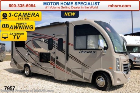 /WA 4/8/14 &lt;a href=&quot;http://www.mhsrv.com/thor-motor-coach/&quot;&gt;&lt;img src=&quot;http://www.mhsrv.com/images/sold-thor.jpg&quot; width=&quot;383&quot; height=&quot;141&quot; border=&quot;0&quot;/&gt;&lt;/a&gt; Receive a $1,000 VISA Gift Card with purchase at The #1 Volume Selling Motor Home Dealer in the World! Offer expires March 31st, 2014. Visit MHSRV .com or Call 800-335-6054 for complete details. Thor Motor Coach has done it again with the world&#39;s first RUV! (Recreational Utility Vehicle) Check out the all new 2014 Thor Motor Coach Vegas RUV Model 24.1 with Slide-Out Room! MSRP $96,180. The Vegas combines Style, Function, Affordability &amp; Innovation like no other RV available in the industry today! It is powered by a Ford Triton V-10 engine and built on the Ford E-350 Super Duty chassis providing a lower center of gravity and ease of drivability normally found only in a class C RV, but now available in this mini class A motor home measuring approximately 25 ft. 6 inches! Taking superior drivability even one step further, the Vegas will also feature something normally only found in a high-end luxury diesel pusher motor coach... an Independent Front Suspension system! With a style all its own the Vegas will provide superior handling and fuel economy and appeal to couples &amp; family RVers as well. The uniquely designed rear twin beds easily convert into a huge oversized master bed. You will also find another full size power drop down bunk with air mattress above the cockpit and a large sofa/sleeper with air mattress complete with cup holders. Amazingly, the Vegas not only  pulls off a spacious living room, kitchen &amp; bathroom, but also provides a wealth of closet, drawer and even pass-through exterior storage. You will also be pleased to find a host of feature appointments and optional equipment that includes the HDMaxx colored sidewalls and graphics package, tinted and flameless windows, a power awning, exterior entertainment center with TV, a bedroom TV with DVD, a large living room TV, LED ceiling lights, an attic fan in bedroom, a 3-burner cook top with range and microwave, a 15,000 BTU ducted roof A/C unit, an Onan 4000 generator, heated holding tanks, gas/electric water heater, a second auxiliary battery, a rear ladder, chrome power and heated mirrors with integrated side-view cameras, back-up camera, 5,000 lbs trailer hitch, valve stem extensions, two-tone leatherette furniture and captain&#39;s chairs with designer accents, cabinet doors with designer door fronts and a spacious cockpit design with unparalleled visibility as well as a fold out map/laptop table and an additional cab table that can easily be stored when traveling. Call 800-335-6054 for complete details and sale price.