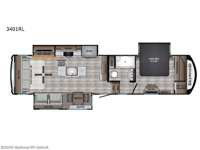 2022 Redwood RV Redwood 3401RL - New Fifth Wheel For Sale by National RV Detroit in Belleville, Michigan features Slideout