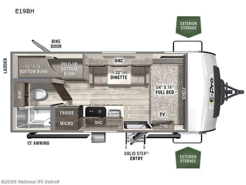 2023 Forest River Flagstaff E-Pro E19BH - New Travel Trailer For Sale by National RV Detroit in Belleville, Michigan