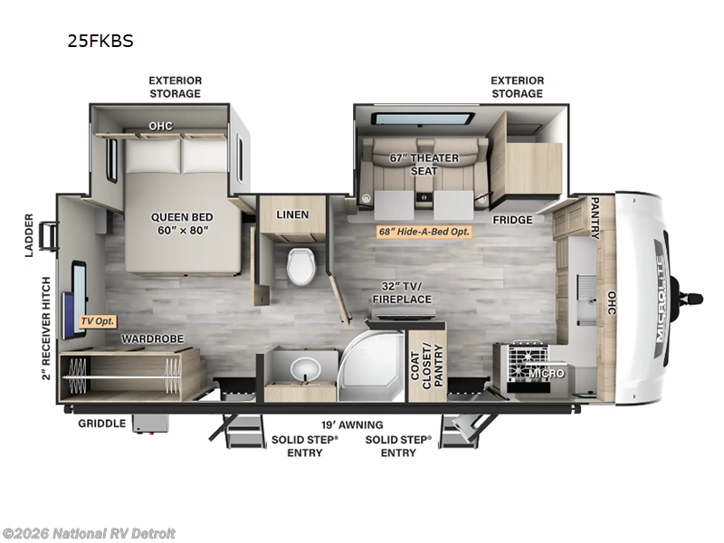 2024 Forest River Flagstaff Micro Lite 25FKBS - New Travel Trailer For Sale by National RV Detroit in Belleville, Michigan features Slideout