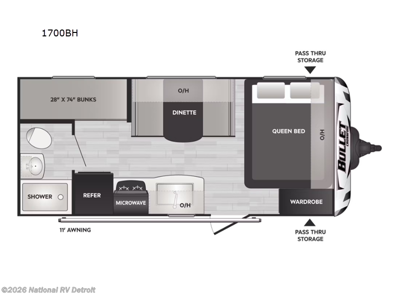 2024 Keystone Bullet Crossfire Single Axle 1700BH - New Travel Trailer For Sale by National RV Detroit in Belleville, Michigan