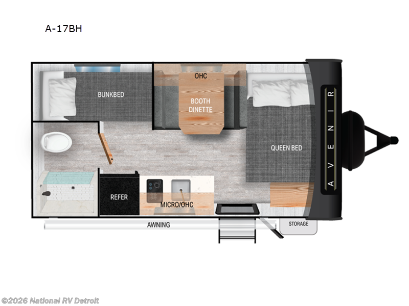 2025 Cruiser RV Avenir 17BH - New Travel Trailer For Sale by National RV Detroit in Belleville, Michigan