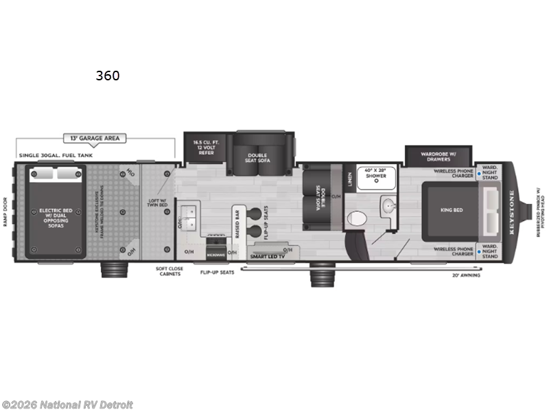 2026 Keystone Raptor Carbon Series 360 - New Toy Hauler For Sale by National RV Detroit in Belleville, Michigan features Slideout