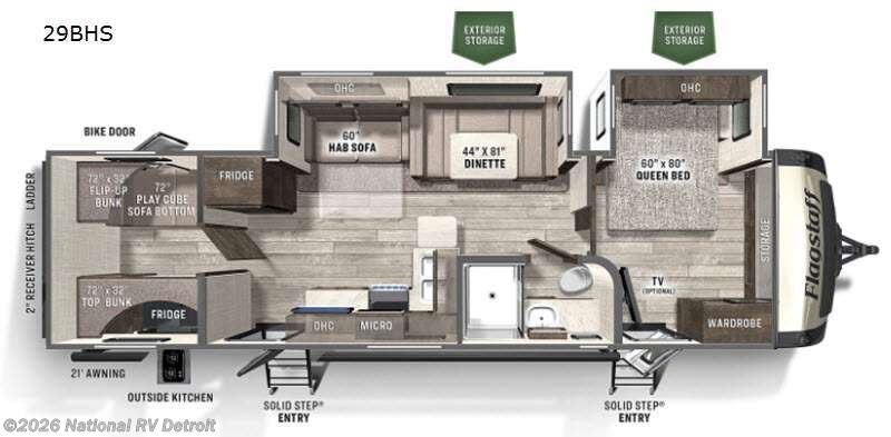 2021 Forest River Flagstaff Super Lite 29BHS - Used Travel Trailer For Sale by National RV Detroit in Belleville, Michigan features Slideout