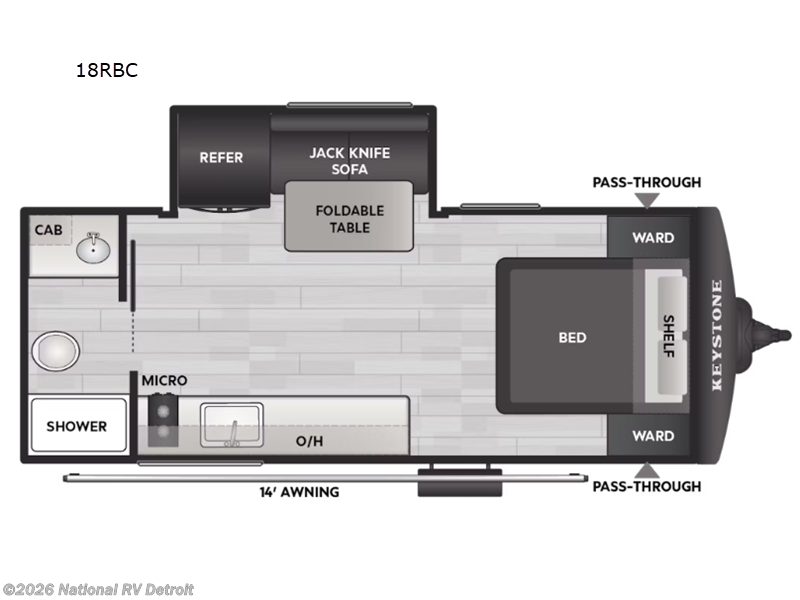 2026 Keystone Bullet Classic 18RBC - New Travel Trailer For Sale by National RV Detroit in Belleville, Michigan features Slideout