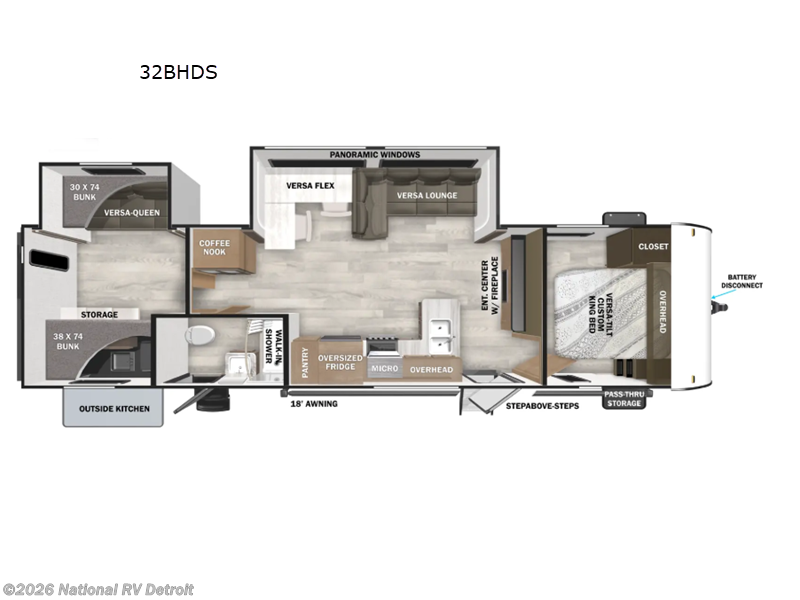 2026 Forest River Salem 32BHDS - New Travel Trailer For Sale by National RV Detroit in Belleville, Michigan features Slideout