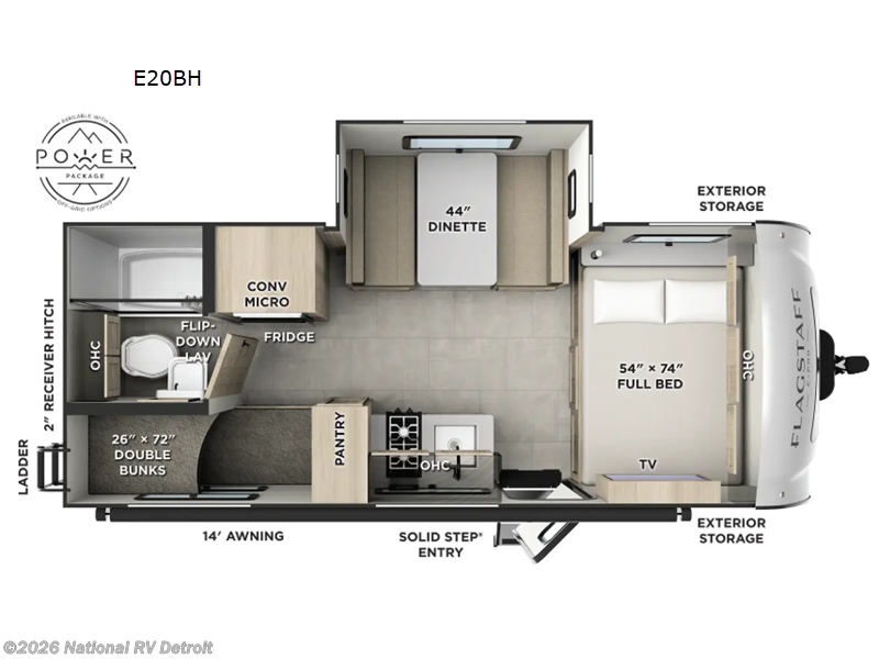 2026 Forest River Flagstaff E-Pro 20BH - New Travel Trailer For Sale by National RV Detroit in Belleville, Michigan features Slideout