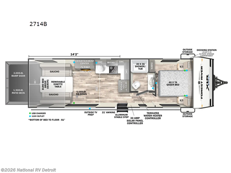 2026 Forest River XLR Boost 2714B - New Toy Hauler For Sale by National RV Detroit in Belleville, Michigan