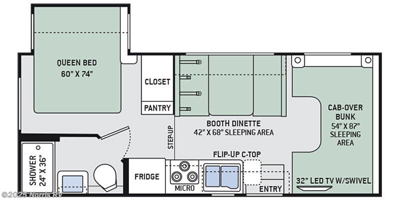 Floorplan of 2017 Thor Motor Coach Freedom Elite 22FE