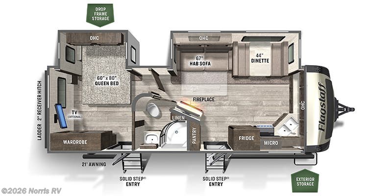 Floorplan of 2021 Forest River Flagstaff Super Lite 26FKBS
