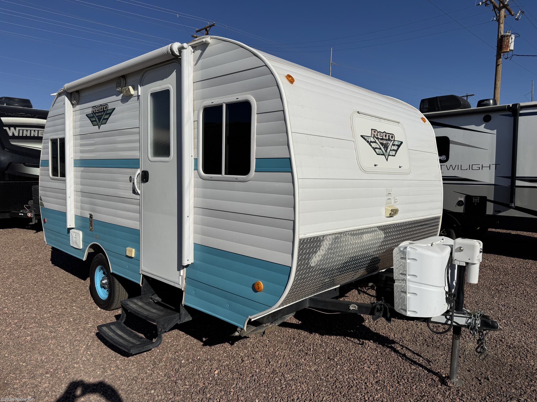 2018 Riverside RV Retro 176S - New Travel Trailer For Sale by Norris RV in Casa Grande, Arizona features 30 Amp Service, Converter, CO Detector, Air Conditioning, Shower