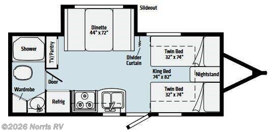 Floorplan of 2021 Winnebago Micro Minnie 2108TB