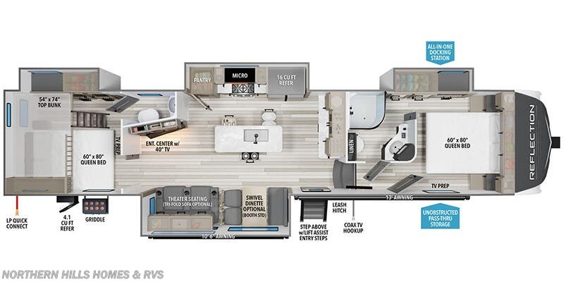 Floorplan of 2025 Grand Design Reflection 362TBS