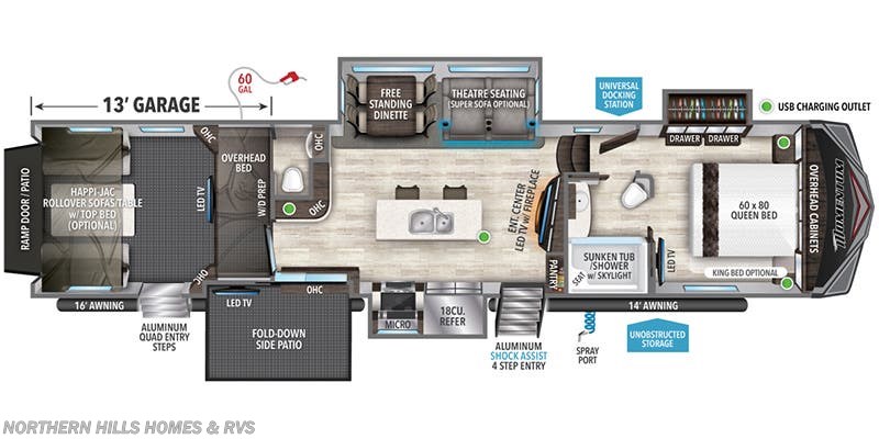 Floorplan of 2023 Grand Design Momentum 399TH