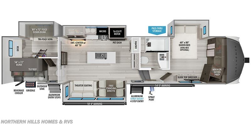 Floorplan of 2025 Grand Design Influence 3704BH