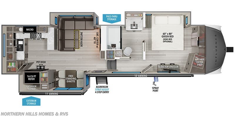 Floorplan of 2026 Grand Design Influence 3203GK