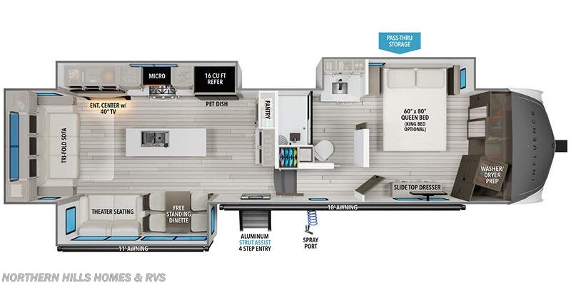 Floorplan of 2026 Grand Design Influence 3503GK