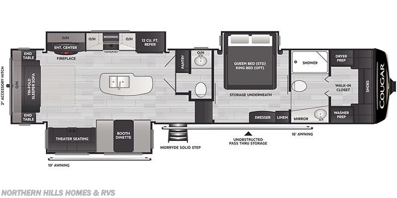 Floorplan of 2023 Keystone Cougar East 355FBS
