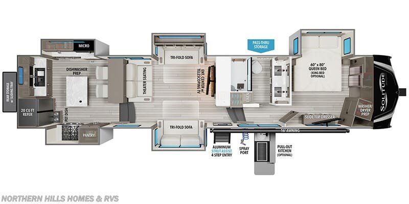 Floorplan of 2026 Grand Design Solitude 390RK