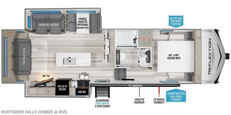 Floorplan of 2026 Grand Design Reflection 100 Series 28RL