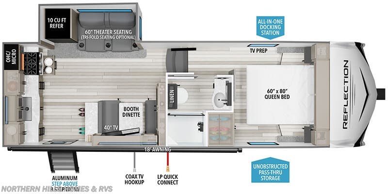 Floorplan of 2026 Grand Design Reflection 100 Series 22RK