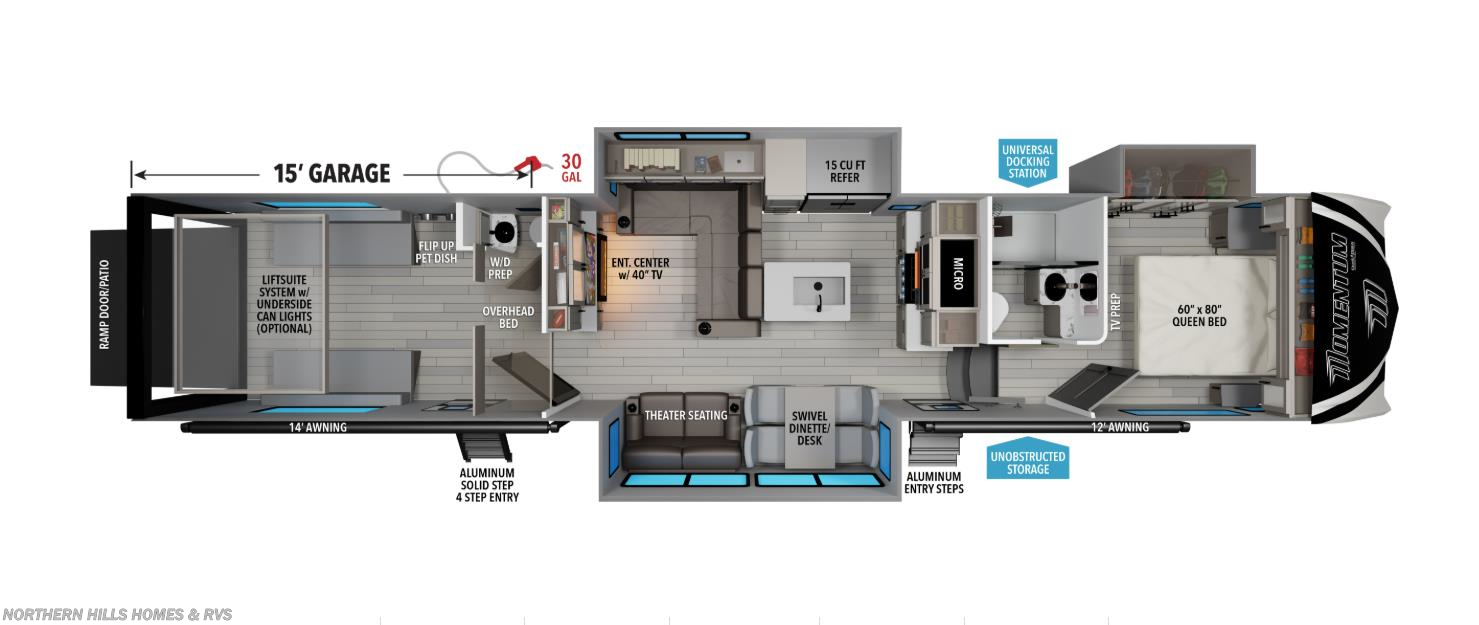 Floorplan of 2026 Grand Design Momentum G-Class 394G