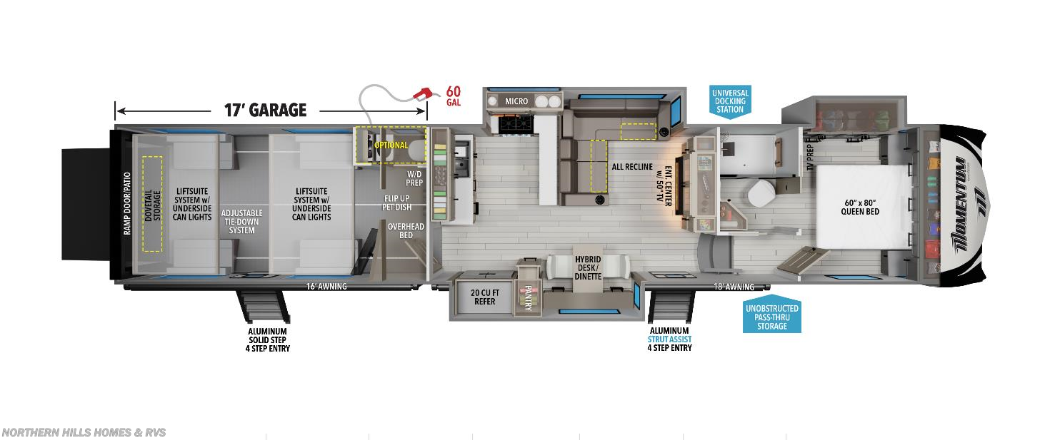 Floorplan of 2026 Grand Design Momentum M-Class 392M