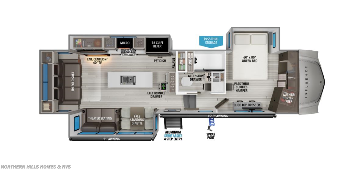Floorplan of 2026 Grand Design Influence 3003RL