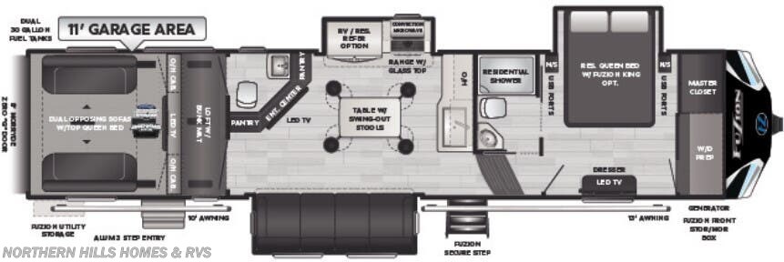 Floorplan of 2022 Keystone Fuzion 373