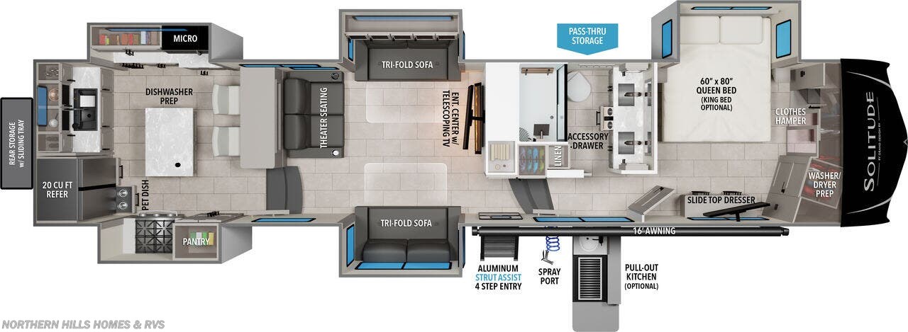 Floorplan of 2024 Grand Design Solitude 390RK