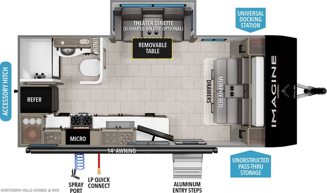 Floorplan of 2021 Grand Design Imagine XLS 17MKE