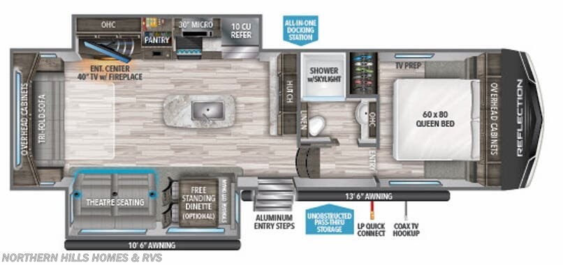 Floorplan of 2022 Grand Design Reflection 150 Series 295RL