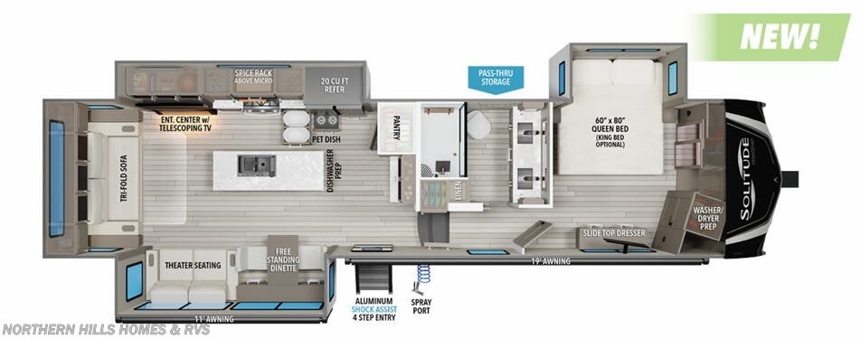 Floorplan of 2024 Grand Design Solitude 370DV