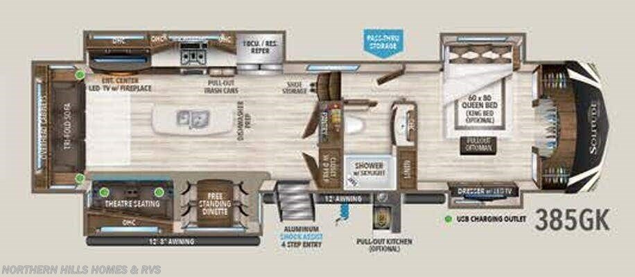 Floorplan of 2019 Grand Design Solitude 385GK
