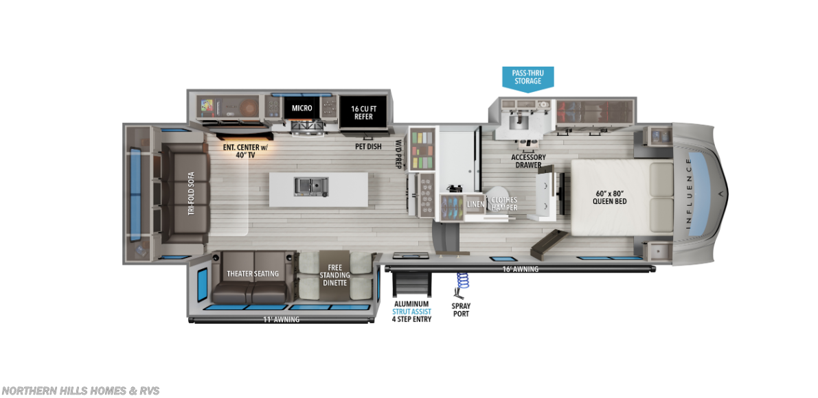 Floorplan of 2027 Grand Design Influence 2903RL