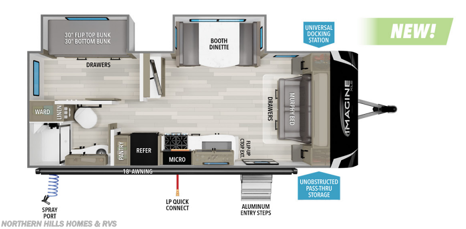 Floorplan of 2024 Grand Design Imagine XLS 22BHE