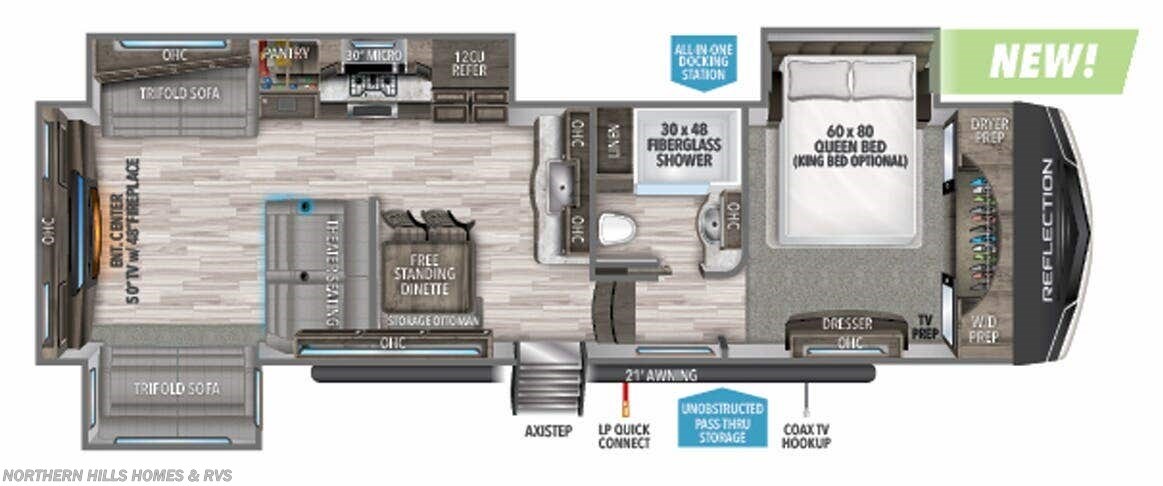 Floorplan of 2022 Grand Design Reflection 340RDS
