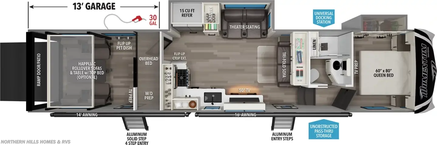 Floorplan of 2027 Grand Design Momentum G-Class 363G