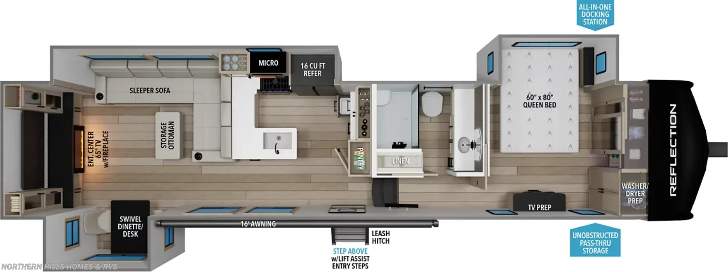 Floorplan of 2027 Grand Design Reflection 350RDS