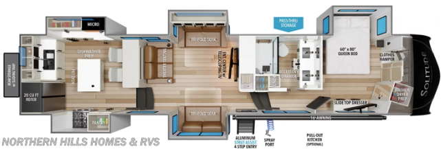 Floorplan of 2027 Grand Design Solitude 390RK