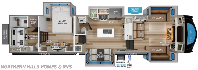 Floorplan of 2027 Grand Design Solitude 380FL