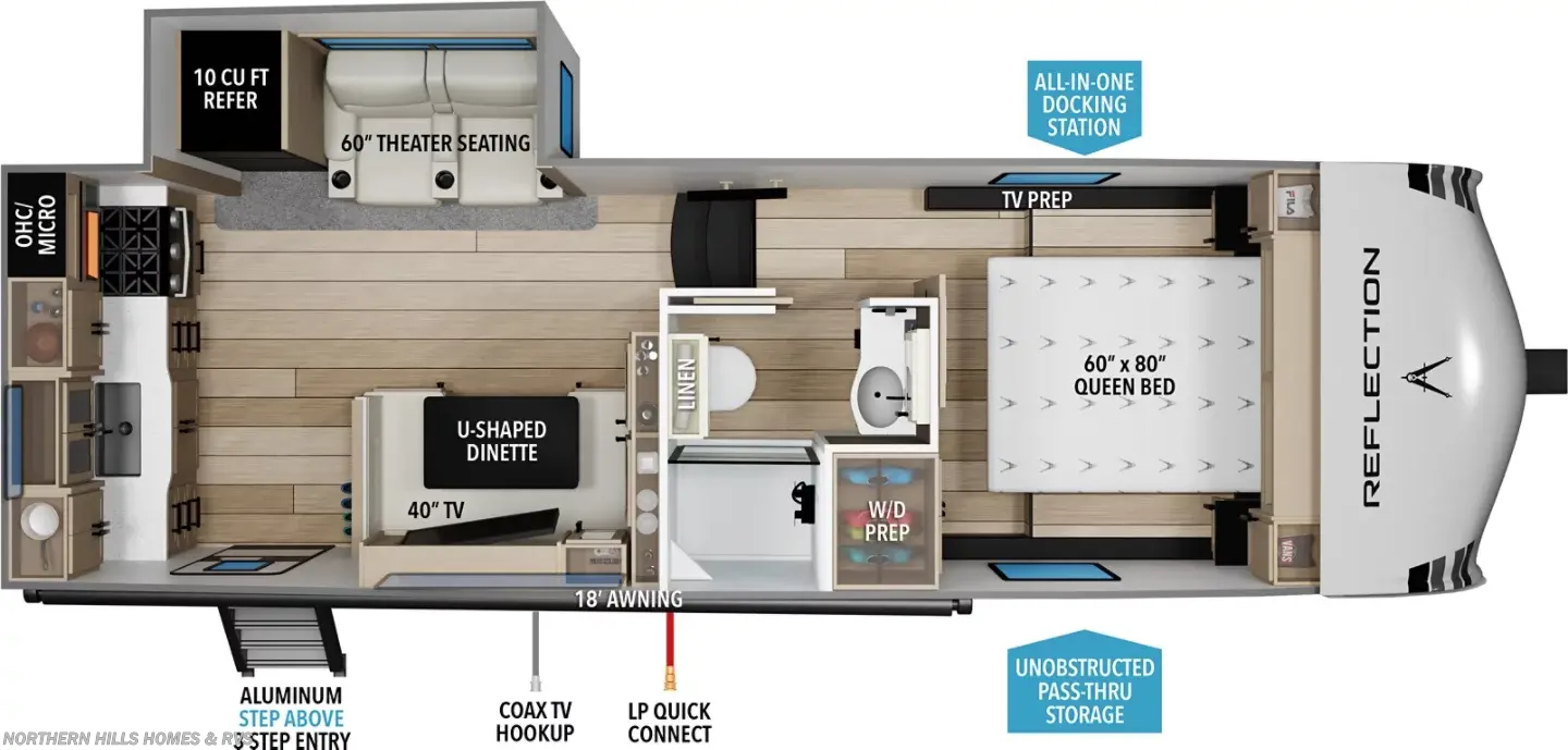 Floorplan of 2027 Grand Design Reflection 100 Series 22RK