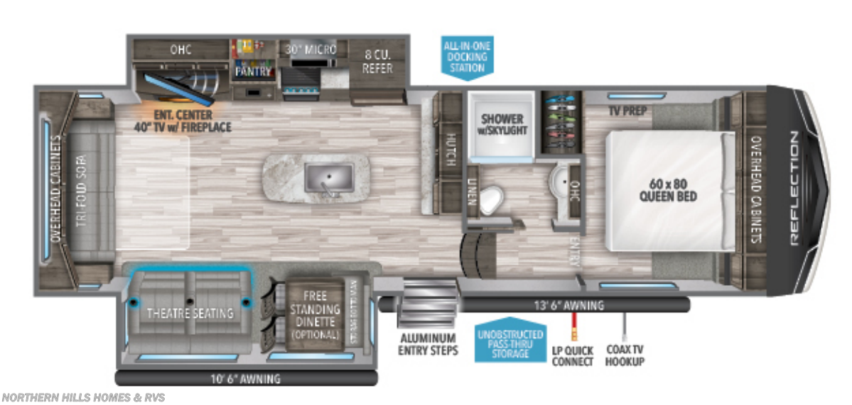 Floorplan of 2021 Grand Design Reflection 150 Series 295RL