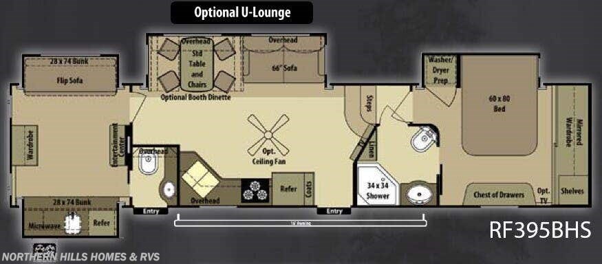 Floorplan of 2013 Open Range Roamer RF395BHS