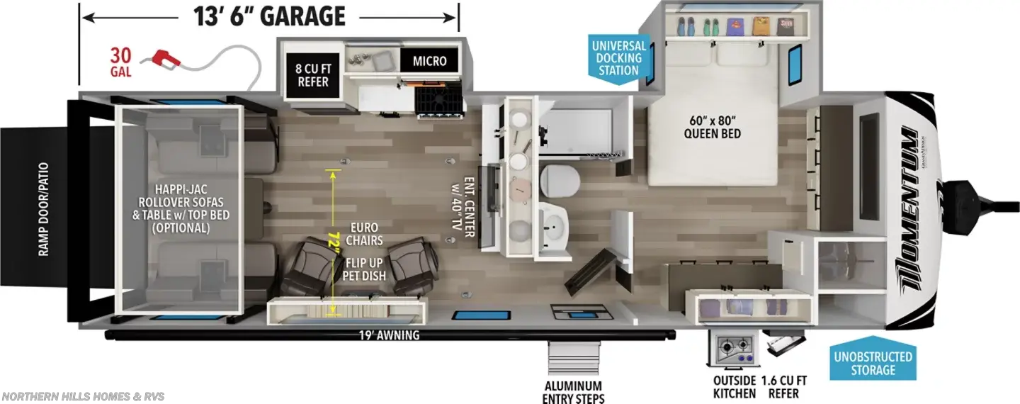 Floorplan of 2027 Grand Design Momentum G-Class 25G