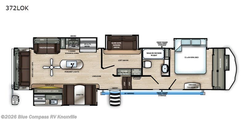 2020 Forest River Sandpiper 372LOK - Used Fifth Wheel For Sale by Blue Compass RV Knoxville in Louisville, Tennessee features Slideout