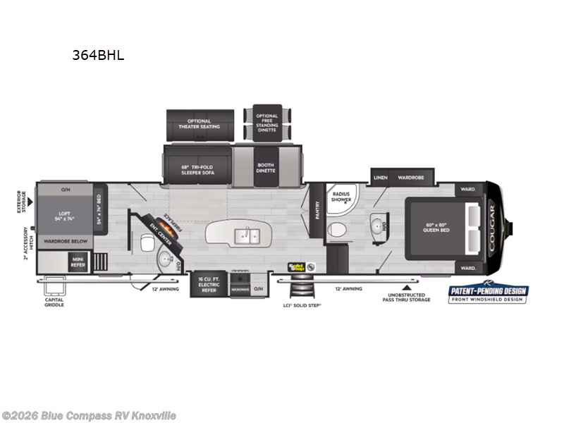 2023 Keystone Cougar 364BHL - Used Fifth Wheel For Sale by Blue Compass RV Knoxville in Louisville, Tennessee features Slideout